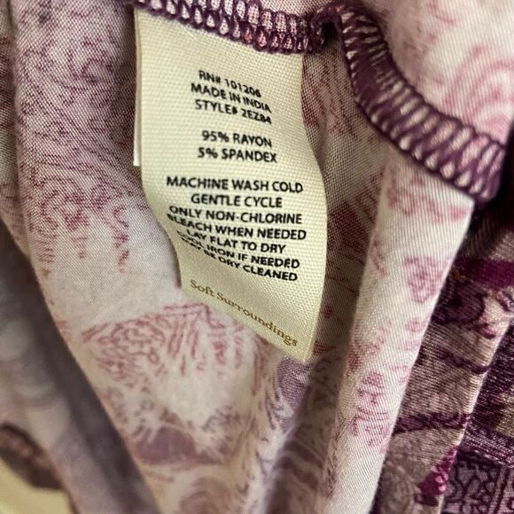 Soft Surroundings Seraphina Purple Paisley Button Long Sleeve Top - Picture 4 of 5